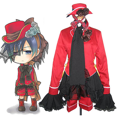 Black Butler Ciel Phantomhive Röd Boy Lolita Cosplay Kostym