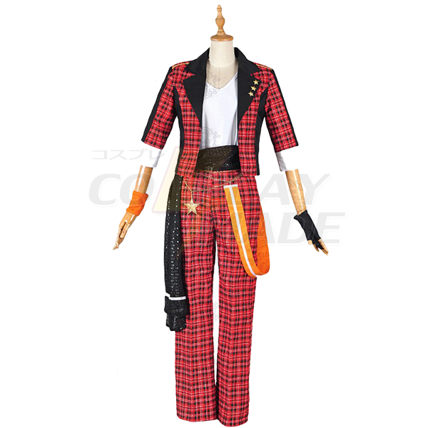Ensemble Stars Mao Isara Trickstar Red Plaid Suits Cosplay Costume