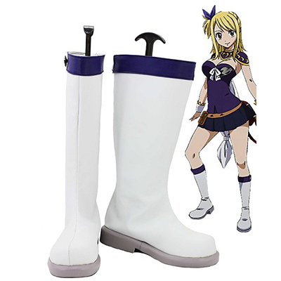 Fairy Tail Lucy Cosplay Bottes Carnaval Blanc Chaussures