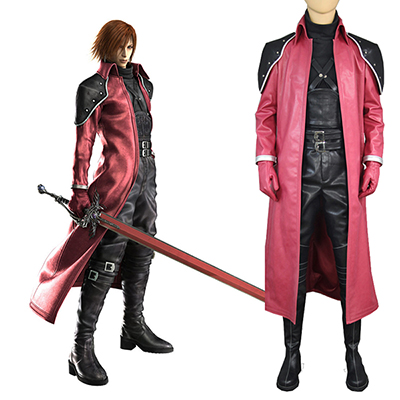 Final Fantasy VII Genesis Rhapsodos Rød Cosplay Kostyme