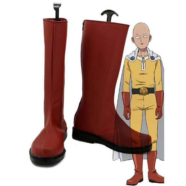 One Punch Man Caped Baldy Saitama Cosplay Shoes Red Boots Custom Made