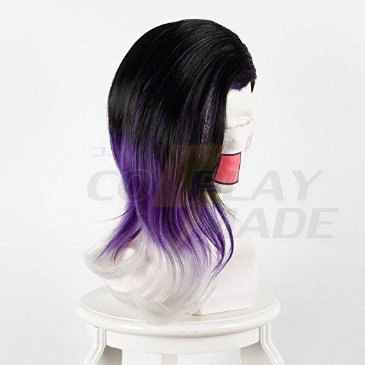 Overwatch OW Sombra Cosplay Pruiken Purple Ombre Zwart White Curly Haar