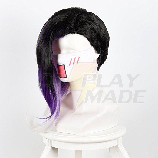 Overwatch OW Sombra Cosplay Parrucche Viola Ombre Nero White Curly Capelli