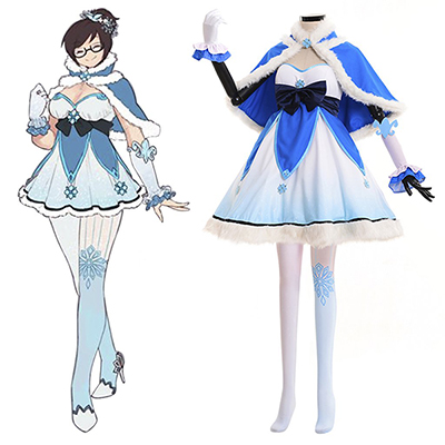 Costume Overwatch Carnaval Mei Robes Manteaus Gloves Stocking Déguisement Cosplay