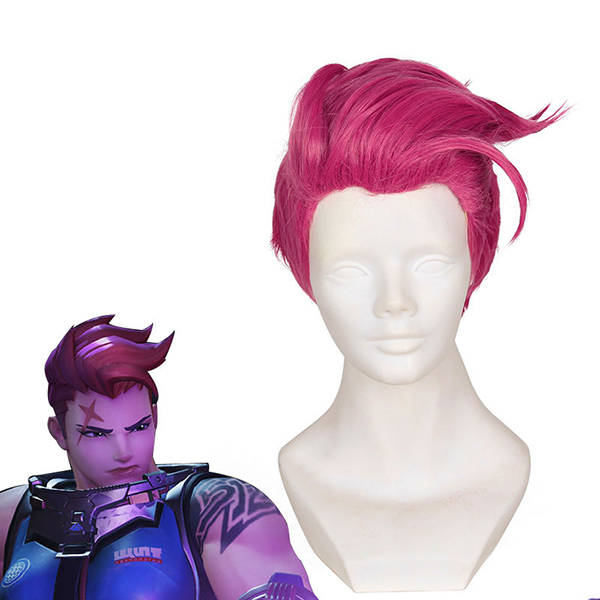 Overwatch OW Zarya Short Rose Rosso Styled Cosplay Parrucche Heat Resistent Capelli Parrucche