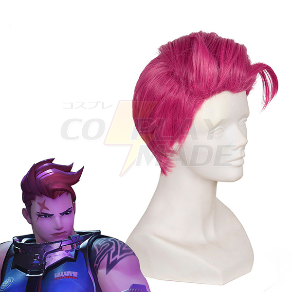 Overwatch OW Zarya Short Rose Rosso Styled Cosplay Parrucche Heat Resistent Capelli Parrucche