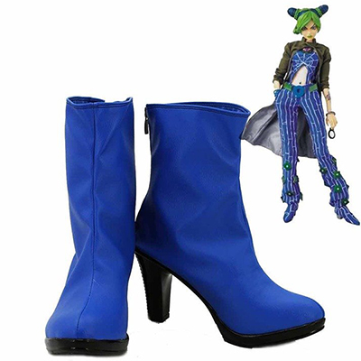Zapatos JoJo's Bizarre Adventure 6 Jolyne Kujo Cosplay Azul Botas Carnaval
