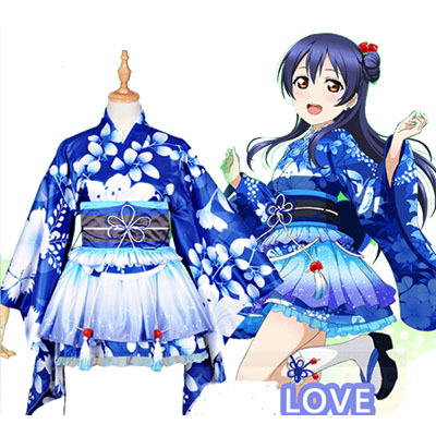 Love Live! Umi Sonoda Kimono Cosplay Kostuums Halloween