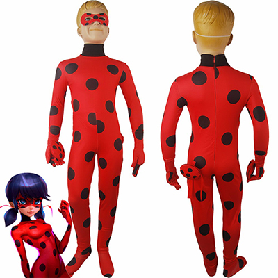 Kids Flickor Miraculous Ladybug Zentai Jumpsuit Bodysuit Utrusta Yoyo Cosplay Kostym