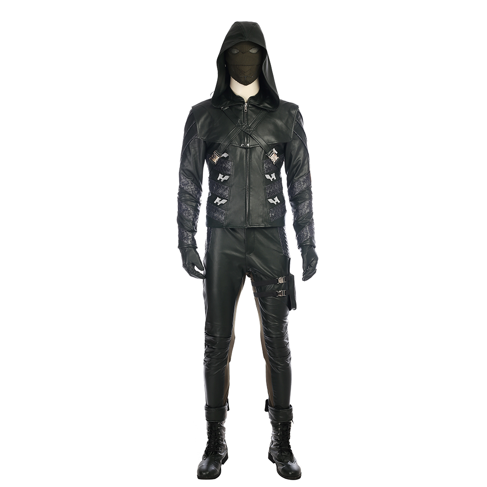 Arrow Season 5 Prometheus Cosplay Kostume Black Leather Fastelavn