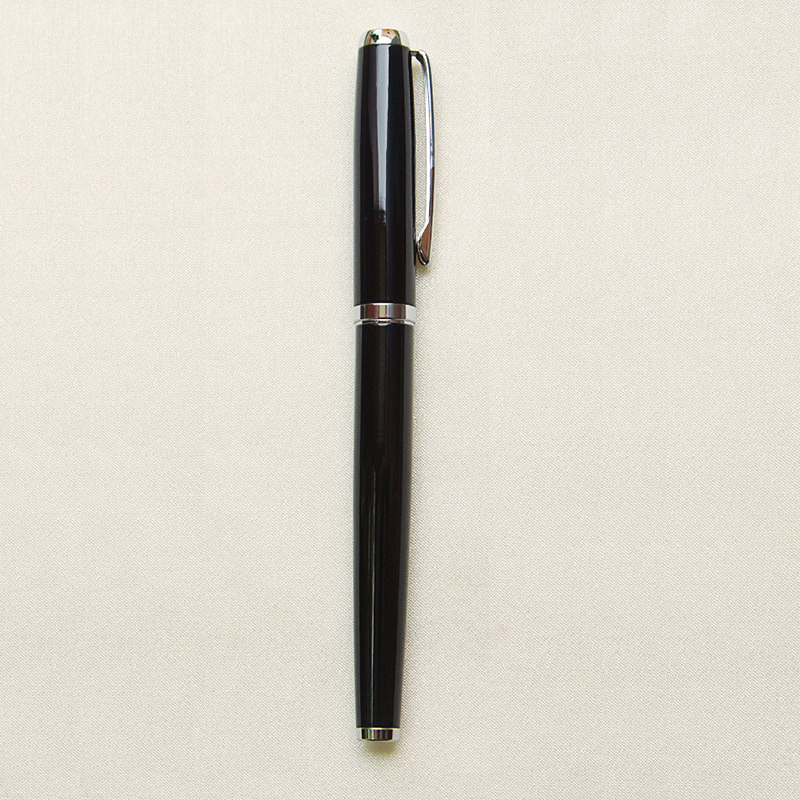 Luxury Gift Business Pens Ballpoint Pen Black Lacquer Rollerball Pen with Silver Plated