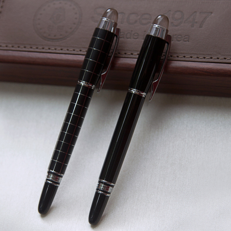 Luxury Gift Ballpoint Pen Fountain Pen Black Lacquer Rollerball Pen with Silver Plated