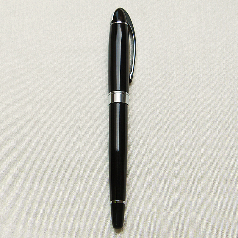 Luxury Gift Classic Ballpoint Pen Black Lacquer Rollerball Pen with Silver Plated