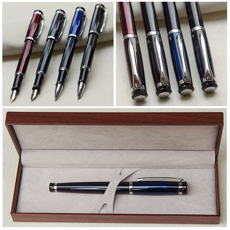 Luxury Gift Classic Ballpoint Pens Color Lacquer Rollerball Pen with Silver Plated Leather Box