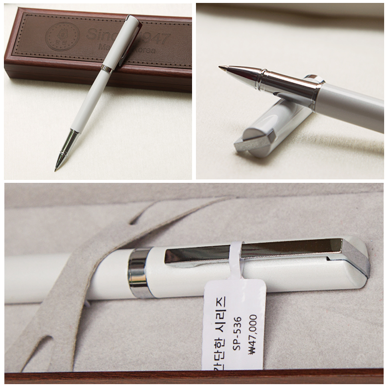 Luxury Gift Business Pens Ballpoint Pen White Lacquer Rollerball Pen with Silver Plated/Silver Cap