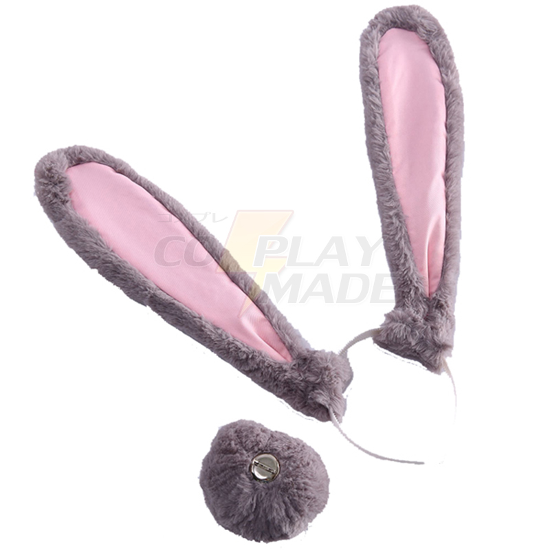 Movie Zootopia Judy Rabbit Bunny Plush Ears Hairband Headband Tail