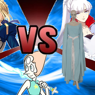 King Arthur Saber vs. Pearl vs. Weiss Cosplay Kostume Fastelavn