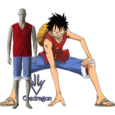 Luksuriøs One Piece Monkey D. Luffy udklædning Fastelavn Kostumer