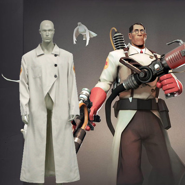 Team Fortress 2 Medic Cosplay Kostume Anime Fastelavn