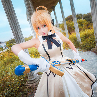 Hot Games Anime Fate Stay Night Saber Lily Cosplay Kostume Fastelavn