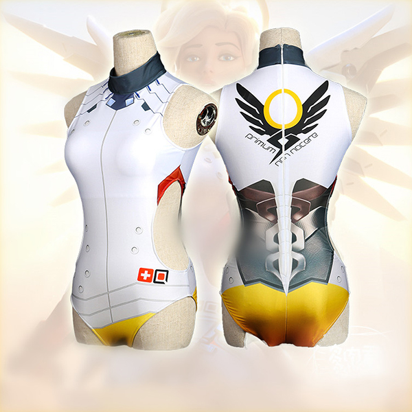 Overwatch Ow Mercy Cosplay Costume One-piece Maillots de bain Carnaval