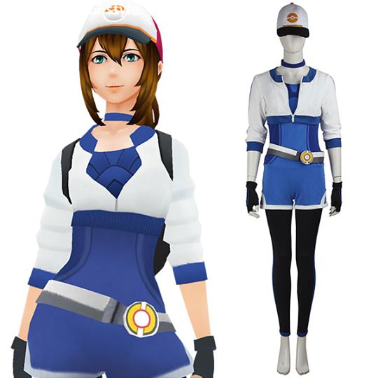 Pokemon GO Pocket Monster Trainer Female Blue Cosplay Kostume Fastelavn