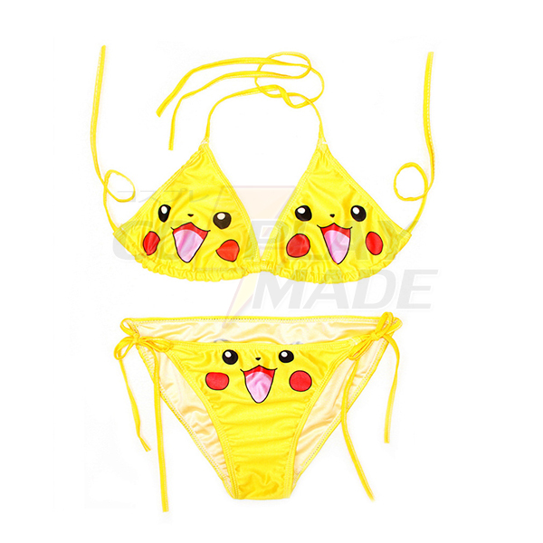 Pokemon Go Poke Monster Pikachu Cosplay Badetøj Bikini Fastelavn