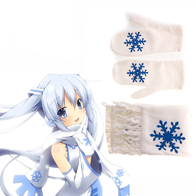 Vocaloid Snow Miku White Scarf and Gloves Cosplay Accessory Fastelavn