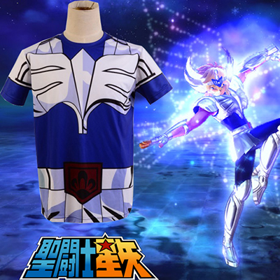 Saint Seiya Bronze Saint Hyoga Cygnus Cloth Summer T-shirt Anime Cosplay Kostume Fastelavn