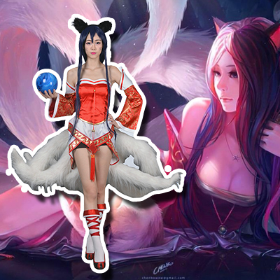 LOL League of Legends The Nine-Tailed Fox Ahri Sexy Hanfu Spel Cosplay Kostuum(No Tails) Carnaval