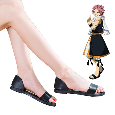 Fairy Tail Dragon Slayers Natsu Dragneel Female Black Sandals Anime Cosplay Sko Fastelavn