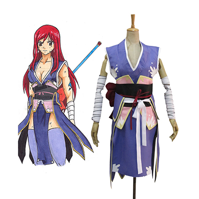 Fairy Tail Titania Erza Scarlet Forever Empress Armor Kimono Cosplay Kostym Karneval