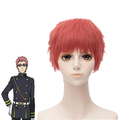 Seraph of the End Shiho Kimizuki 28cm Red Anime Cosplay Parrucca Carnevale