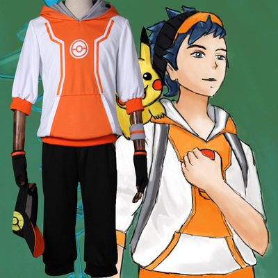 Pokemon Go Team Valor Mystic Instinct Trainer Figure Orange Hoodie Cosplay Costume