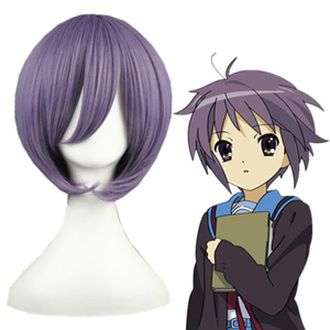 Haruhi Suzumiya Nagato Yuki Purple Smoke 32cm Cosplay Wig