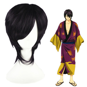은혼 Takasugi Shinsuke 보라색 검은 30cm 코스프레 가발