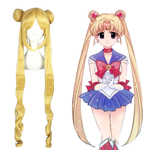 Sailor Moon Crystal Tsukino Usagi Gul 100cm Cosplay Parykker