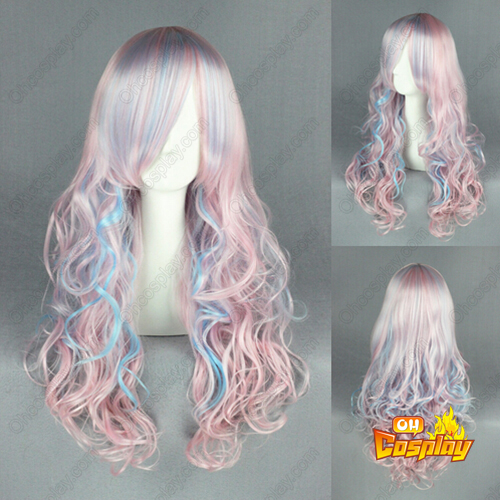 Japanese Harajuku Lolita 70cm Blue Pink Cosplay Wig
