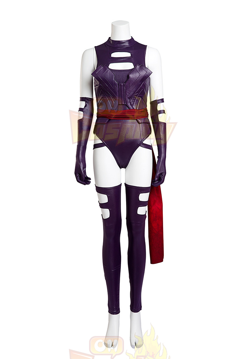 X Men Psylocke Purple Fighting Service Cosplay Karneval Kläder