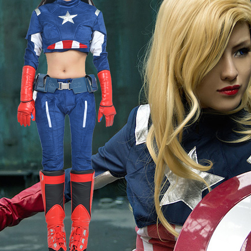 Captain America Θηλυκός Cosplay Κοστούμια