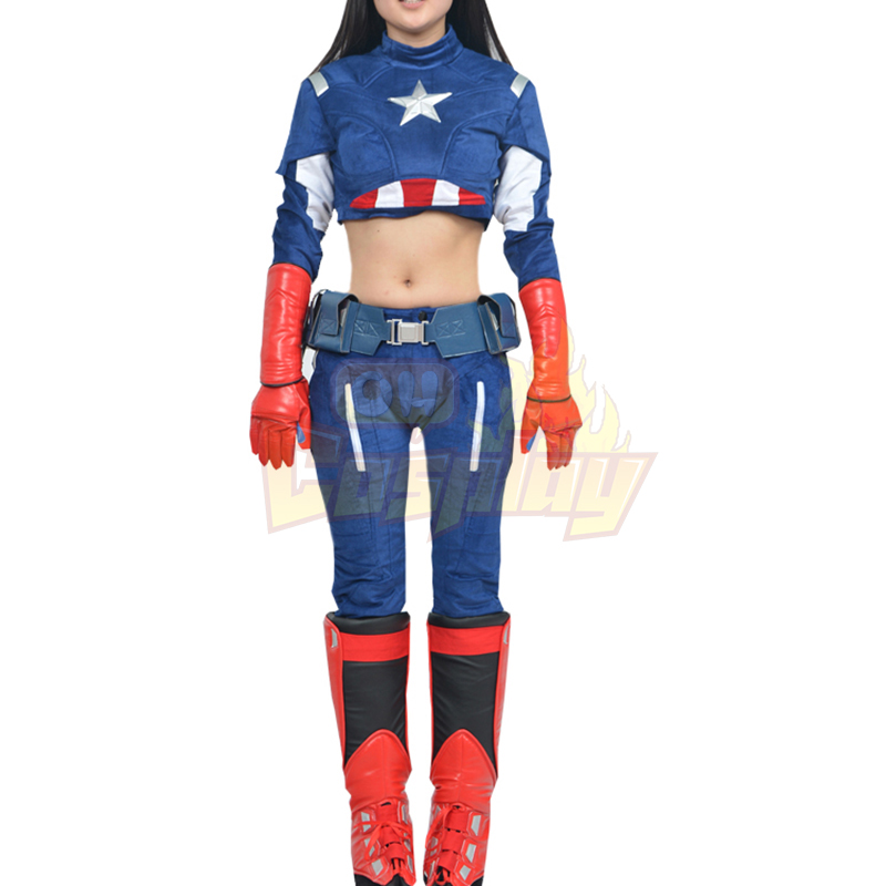 Captain America Female Cosplay Karneval Kläder