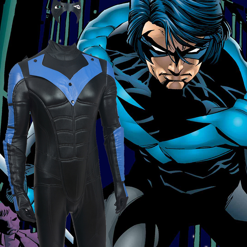 Batman: Arkham City NightWing Zentai obleka Cosplay Kostumi Za moške Polna Nastavite
