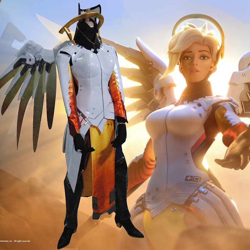 Deluxe Overwatch OW Mercy Cosplay Game Costumes Full Set [PPT-9999]