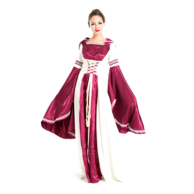 Europese Koninklijke Middeleeuws Renaissance Rose Rood Jurk Carnaval Cosplay Kostuum