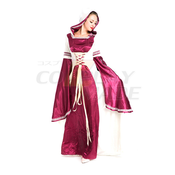 Europæisk Royal Årgang Middelalderlige Renæssance Rose Rød Kjoler Halloween Cosplay Kostume