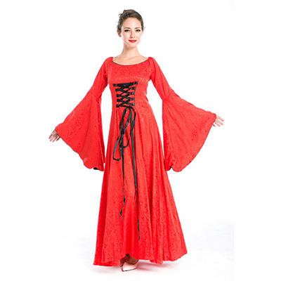 Vintage Medieval Renaissance Victorian Red Dress Halloween Cosplay Costume