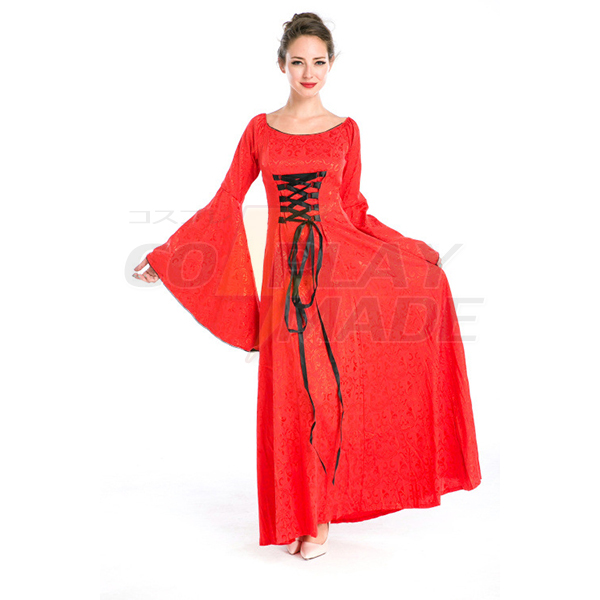 Årgang Middelalderlige Renæssance Victorianske Rød Kjoler Halloween Cosplay Kostume