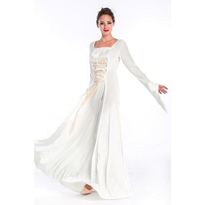 Vendimia Medieval Renacimiento Victorian Blanco Vestidos Halloween Cosplay Disfraz