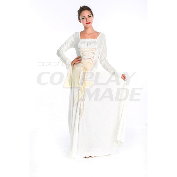 Vintage Mittelalterlich Renaissance Victorian Weiß Kleider Halloween Faschingskostüme Cosplay Kostüme