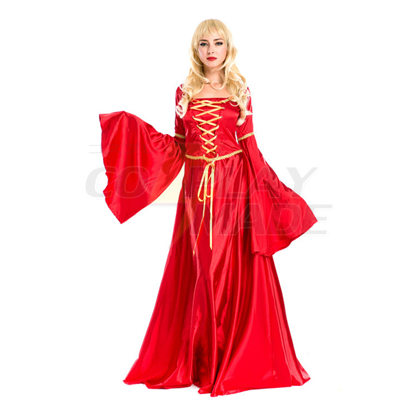 Komsammen Cosplay Century Europæisk Aristocracy Kjoler Halloween Rød Tøj